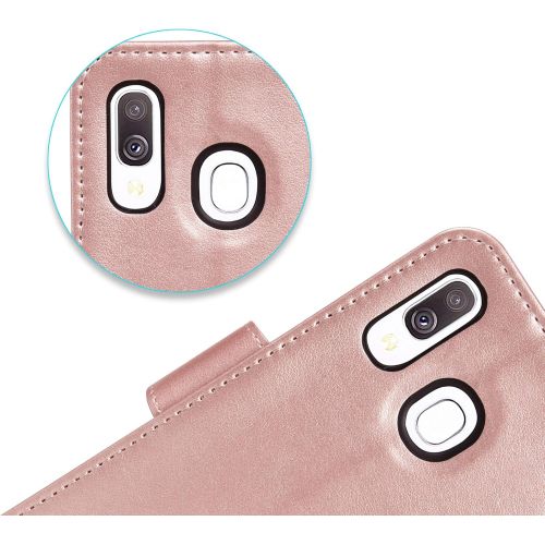 [아마존 핫딜]  [아마존핫딜]Arae Handyhuelle Kompatibel mit Samsung Galaxy A40 Leder Huelle Tasche Flip Cover Schutzhuelle - Rosegold