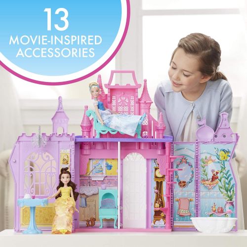 디즈니 Disney Princess Pop-Up Palace, Castle Playset with Handle and 13 Accessories, 5 Rooms, 2 Feet Tall