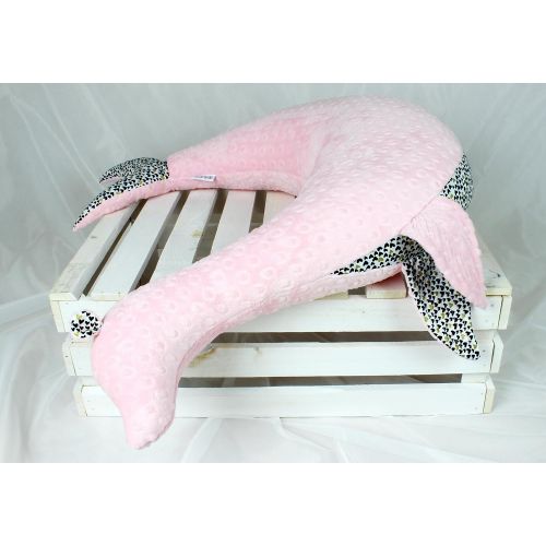  NuvaArt Seal Nursing Pillow, Handmade Breastfeeding Pillow, Support Pillow, Nursery Decor Playmate, Hearts Pink Rose