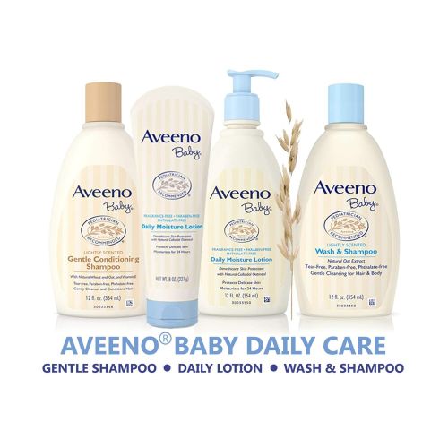  Aveeno Baby Daily Moisture Lotion for Delicate Skin with Natural Colloidal Oatmeal & Dimethicone, Hypoallergenic, Fragrance-, Phthalate- & Paraben-Free, 12 fl. Oz (Pack of 6)