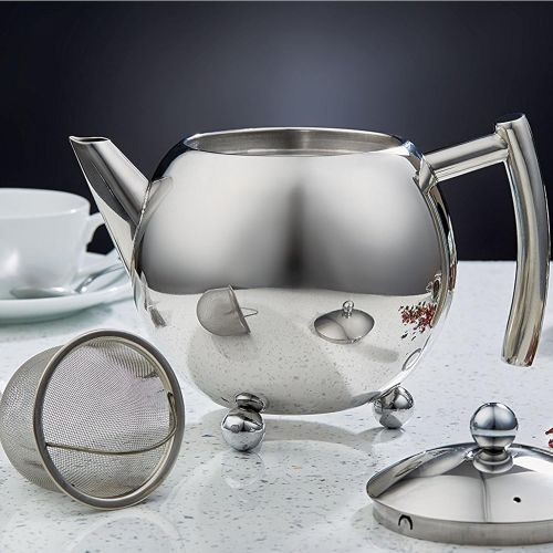  Andrew James Teekanne mit Abnehmbaren Tee-Ei | Infusionskanne aus Edelstahl mit Sieb fuer Loser Blatt-Tee | 1500ml