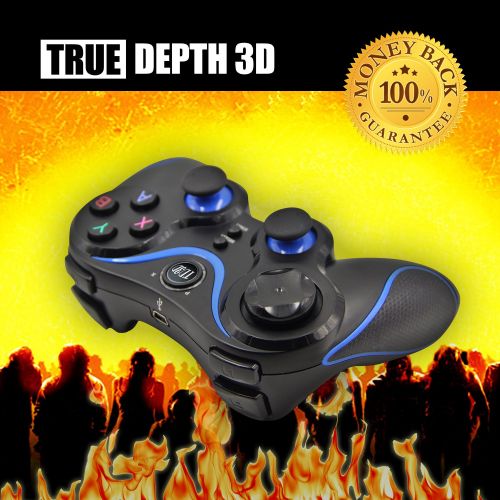  True Depth 3D VR Inferno Ultimate Experience Premium Virtual Reality with Bluetooth Headphones and Bluetooth Game Pad Compatible with 4-6 Inch Android Smartphones