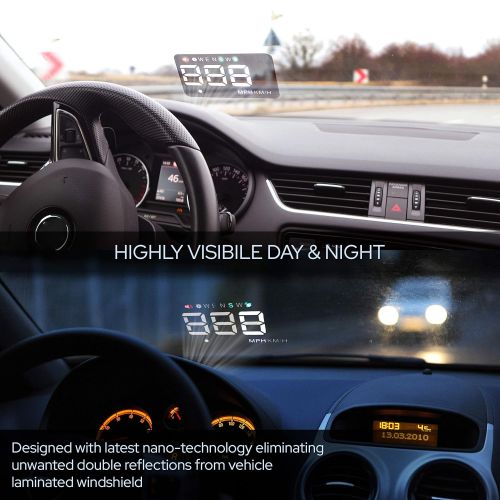  Pyle Universal 3.5’’ Car HUD - Head-Up Display Multi-Color Windshield Screen Projector Vehicle Speed & GPS Navigation Compass, Plug & Play - (PHUD12)