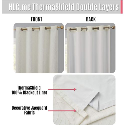  HLC.ME Camden 100% Blackout Thermal Window Curtain Grommet Panels - Energy Efficient, Complete Darkness, Noise Reducing - for Living Rooms & Bedrooms - Set of 2 (50 W x 96 L, Taupe