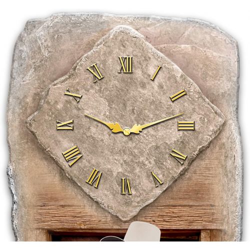  John Wayne Limited Edition Tribute Wall Clock with Sculpted Stone Look by The Bradford Exchange