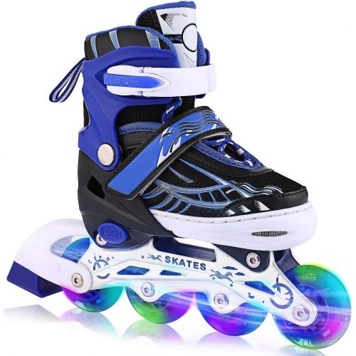  ANCHEER Inline Skates Kids Roller Skates for Women Girls Quad Skate Adjustable Boys Kid Rollerblades Toddlers Youth Outdoor Size 12-8 Christmas Birthday Gifts