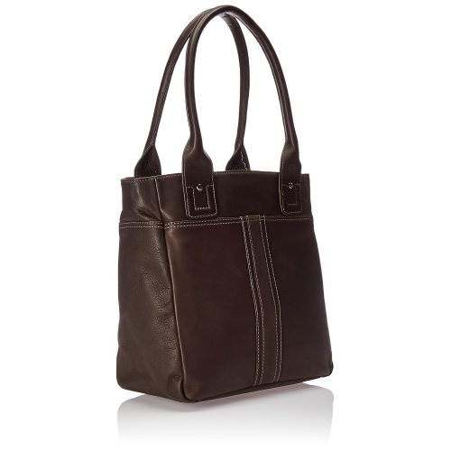  Piel Leather Small Tablet Tote, Chocolate