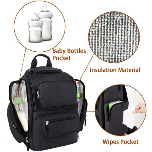  Diaper Bag Backpack, Dad Large Baby Diaper Bag Big Travel Baby Bag with Stroller Straps for Boys Girls Mom, Multifunction Water-Resistant, Mancro Mama Maternity Baby Bookbag Gifts