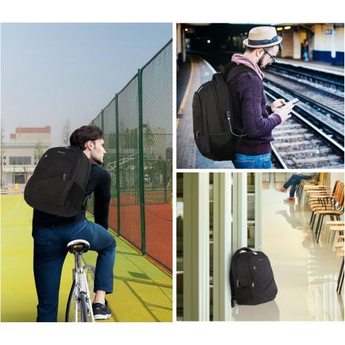  [아마존 핫딜] [아마존핫딜]Laptop Backpack for Men, RFID Anti Theft Water Resistant College School Bookbag with USB Charging Port for Women, Mancro Durable Business Travel Computer Bag Fits 15.6 Inch Laptop