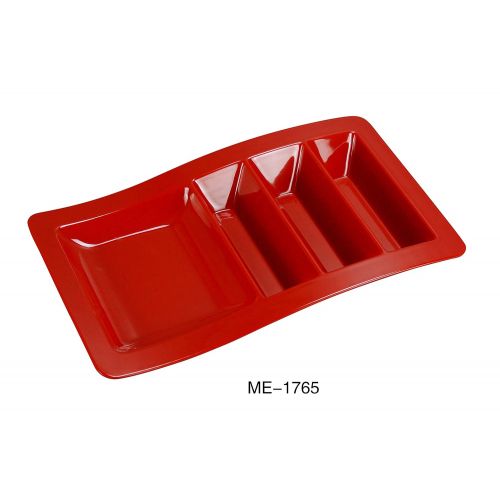  Amazon Yanco ME-1765 Stackable Taco Plate, 14.75 x 8.75, 4-Divided Compartment, Speckled Red, Melamine, Pack of 12
