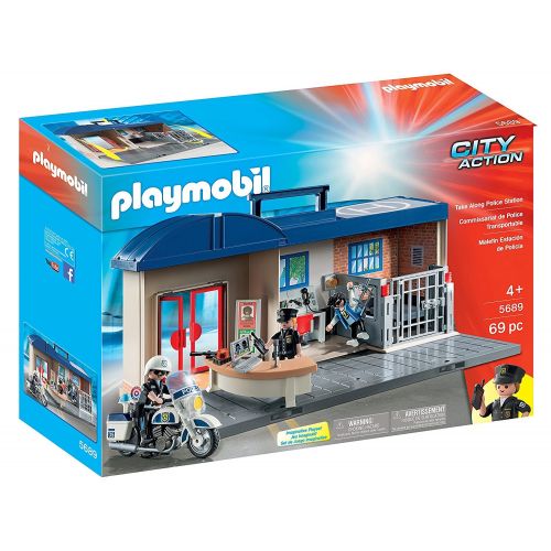 플레이모빌 PLAYMOBIL Playmobil City Action Playset Bundle with Take Along Fire Station Playset and Take Along Police Station Playset
