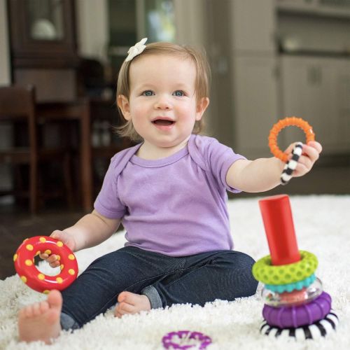  [아마존베스트]Sassy Stacks of Circles Stacking Ring STEM Learning Toy, 9 Piece Set, Age 6+ Months