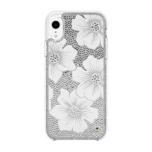 케이트 스페이드 뉴욕 Kate Spade New York Phone Case | for Apple iPhone XR | Protective Clear Crystal Phone Cases with Slim Design and Drop Protection - Hollyhock CreamBlush  Crystal Gems