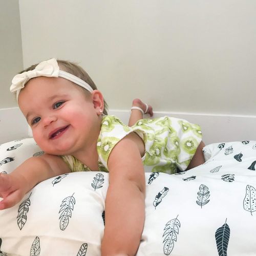  [아마존베스트]ALVABABY Nursing Pillow Cover Slipcover,100% Organic Cotton,Soft and Comfortable,Feathers Design,Maternity Breastfeeding Newborn Infant Feeding Cushion Cover,Baby Shower Gift ZT01