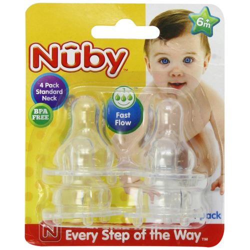  Nuby 4-Pack Standard Neck Fast Flow Nipples