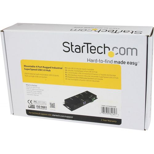  StarTech.com Mountable USB 3.0 hub - Industrial - Rugged - Black Metal - Bus Powered - USB 3 Hub - USB Extender - Powered USB 3.0 Hub
