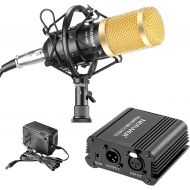 Neewer Microphone & Phantom Power Kit: (1)NW-700 Condenser Microphone+(1)48V Phantom Power+(1)Power Adapter+(1)XLR Audio Cable+(1)Shock Mount+(1)Anti-wind Foam Cap+(1) Microphone P