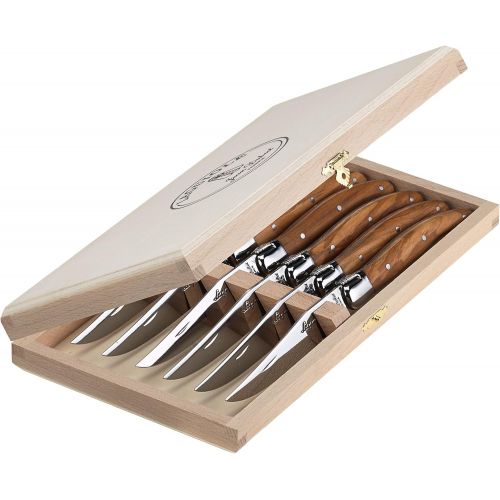  Jean Dubost Laguiole Knives with Olive Wood Handles, Set of 6