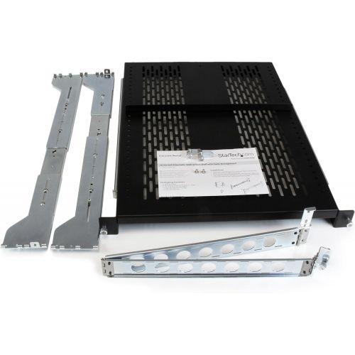  StarTech 2U Vented Sliding Rack Shelf wCable Management Arm & Adjustable Mounting Depth - 50lbs  22.7kg Capacity Server Rack Shelf