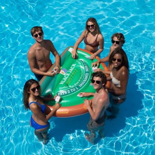  Swim Central Inflatable Blackjack Table Game with Water Proof Cards Ages 13 Years and Up 60”