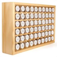 Welcare 100% Solid Wood Spice Rack, Includes 20 4oz Clear Glass Jars,315 Pre-Printed Labels.Fully Assembled.