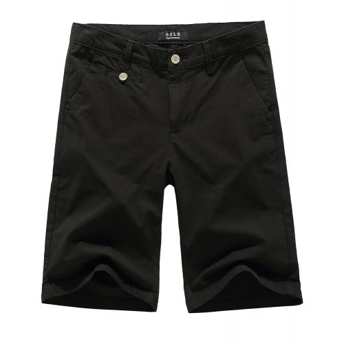  SSLR Mens Classic Fit Flat Front Casual Cotton Shorts