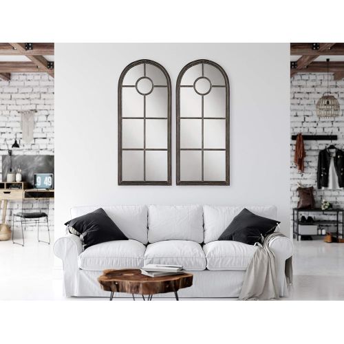  Creative Co-op Arched Mirror with Distressed Black Metal Frame