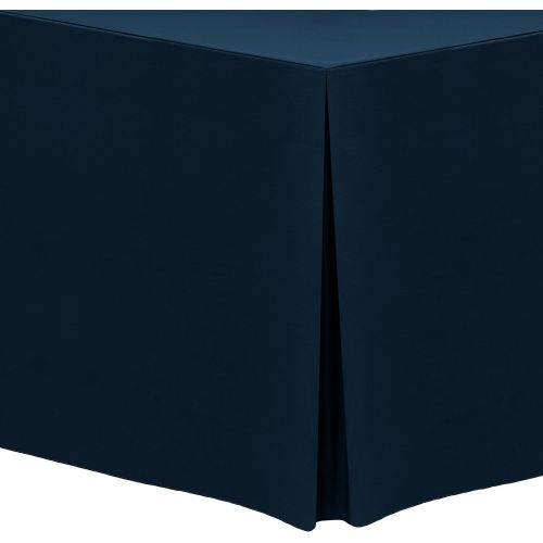  Ultimate Textile 4 ft. Fitted Polyester Tablecloth - Fits 30 x 48-Inch Rectangular Tables, Midnight Navy Dark Blue