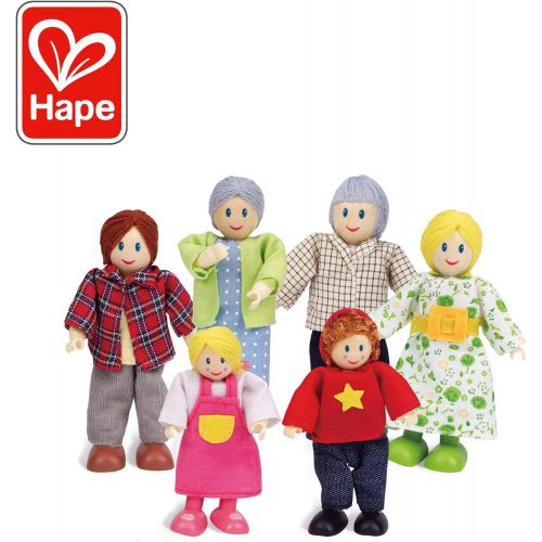  Award Winning Hape Caucasian Doll Family Set for Kids Dollhouses