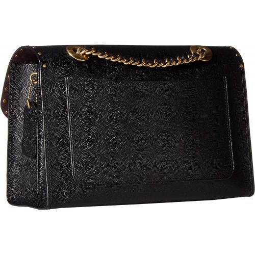  COACH Signature Leather with Grain Color Block Parker Shoulder Bag Black/Brass One Size