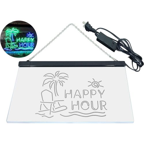  Visit the ADVPRO Store ADVPRO Happy Hour Relax Beach Sun Bar Dual Color LED Neon Sign Green & Blue 16 x 12 st6s43-i2558-gb