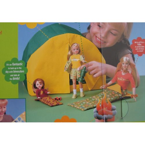 바비 Mattel Barbie Stacie & Kelly LETS CAMP Gift Set - R U Exclusive Special Edition w 3 Dolls, Tent, Camping Gear & More (2001)