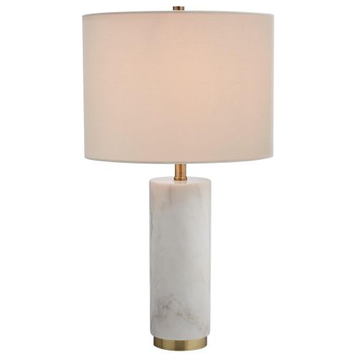  Rivet Mid-Century Marble and Brass Table Lamp, with Bulb, 17 x 6.5 x 13.5