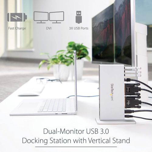  StarTech.com DVI Dual Monitor Docking Station  5 x USB 3.0  Ethernet  HDMI  VGA Adapters  Laptop Docking Station  USB 3.0 Dock