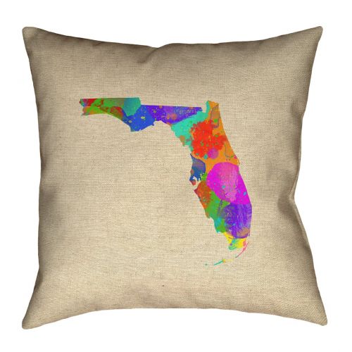  ArtVerse Katelyn Smith 36 x 36 Floor Double Sided Print with Concealed Zipper & Insert Florida Watercolor Pillow
