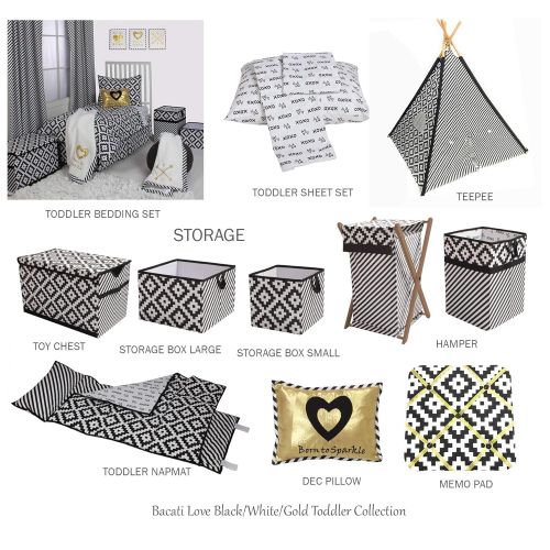  Bacati Love Girls 10 Piece Crib Bedding Set, BlackFuschia