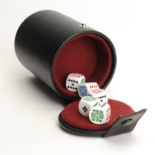  Wood Expressions WE Games Black Vinyl Dice Cup with Poker Dice and Storage