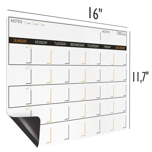  WowThings! Magnetic Dry Erase Calendar - Monthly Planner Board for Fridge - Family Weekly Whiteboard Organizer - Refrigerator To-Do List for Kitchen - Reusable Writing Pad Magnets - Day and W