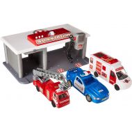 [아마존 핫딜] [아마존핫딜]WolVol Emergency 3-Vehicle Garage Toy w/ Pretend Radio & Sounds - Portable Utility Vehicle Station - Ideal Gift for Boys & Girls