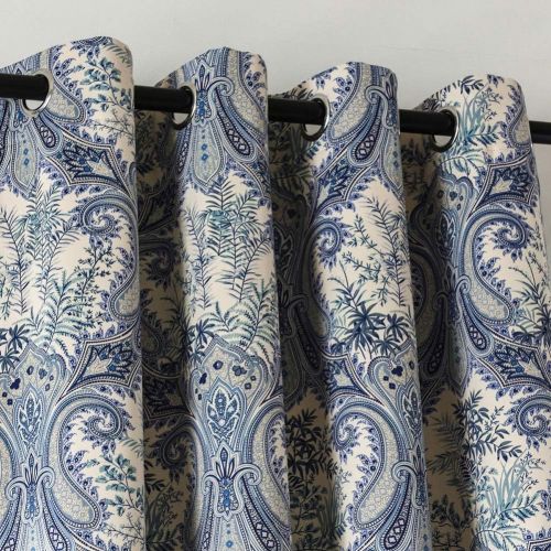  Kotile Home Decor Window Curtain for Paisley Floral Print Blackout Curtains, 2 Panels Floral Design Print Ring Top Thermal Insulated Blackout Curtains Perfect for Living Room, W52