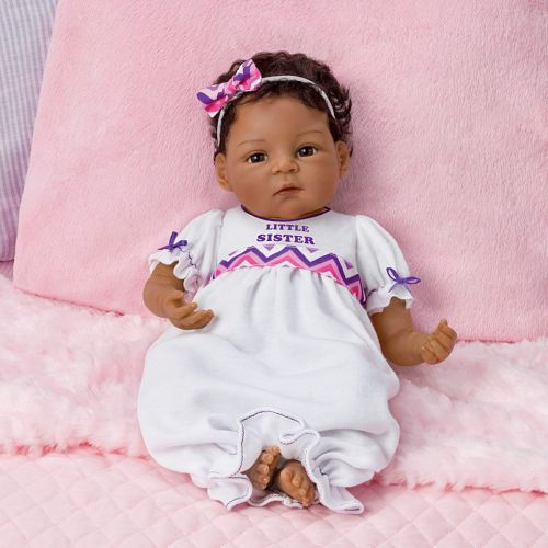  The Ashton-Drake Galleries A Sisters Love Set So Truly Real Lifelike & Realistic African-American Baby Dolls 24-inches and 13-inches by