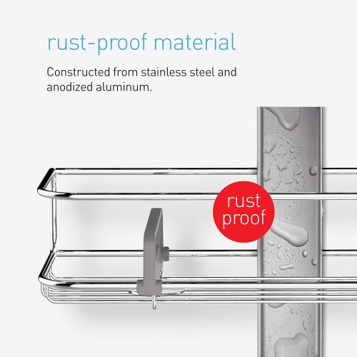 심플휴먼 Simplehuman simplehuman Corner Shower Caddy, Rust-Proof Stainless Steel And Anodized Aluminum