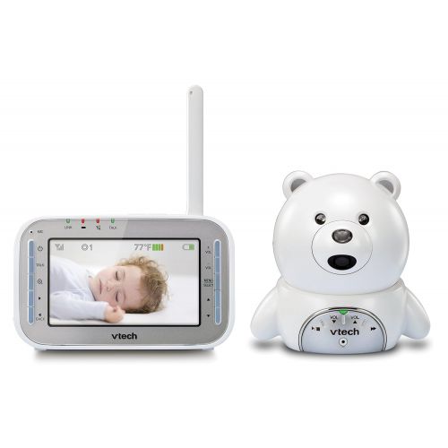 브이텍 VTech VM346 Bear Video Baby Monitor with Automatic Infrared Night Vision, Soothing Sounds & Lullabies, Temperature Sensor & 1,000 feet of Range
