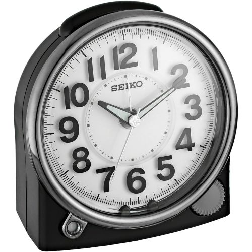 세이코 Seiko Bedside Alarm Plastic Clock, Color:Black (Model: QHE143JLH)