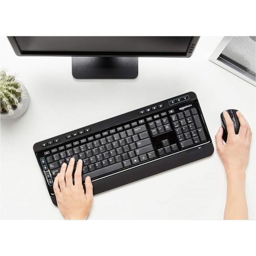  AmazonBasics Wireless Computer Keyboard and Mouse Combo - Full Size - US Layout (QWERTY)