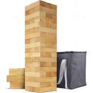 GoSports Giant Wooden Toppling Tower (stacks to 5+ feet) | Includes Bonus Rules with Gameboard | Made from Premium Pine Blocks