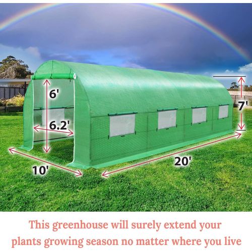  BenefitUSA GH052 Larger Hot Green House 20X10X7 Walk in Outdoor Plant Gardening Greenhouse