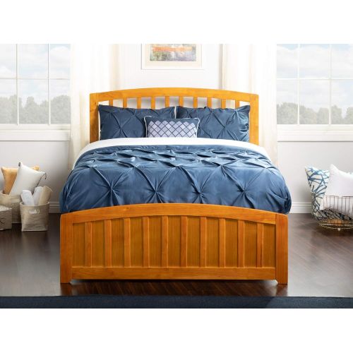  Atlantic Furniture AR8836017 Richmond Platform Bed with Matching Foot Board and Twin Size Urban Trundle, Full, Caramel