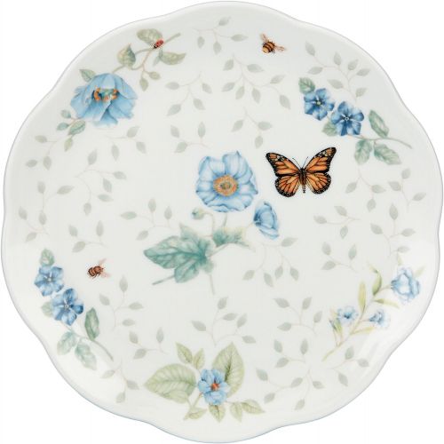 레녹스 Brand: Lenox Lenox Butterfly Meadow Dessert Plates, 8-Inch, Assorted Colors, Set of 4, White - 829050