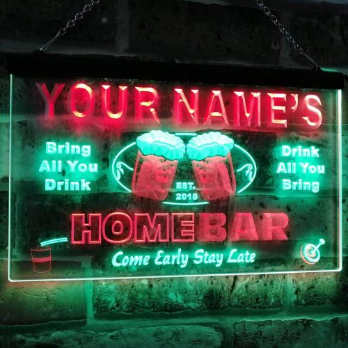  ADVPRO Personalized Your Name Custom Home Bar Beer Est. Year Dual Color LED Neon Sign Green & Red 12 x 8.5 Inches st6s32-p-tm-gr
